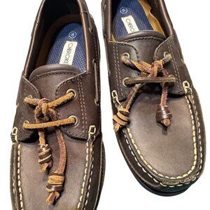 Mens Cherokee Brown Leather Boat Shoes W/ Laces  Non-Slip Soles size 8